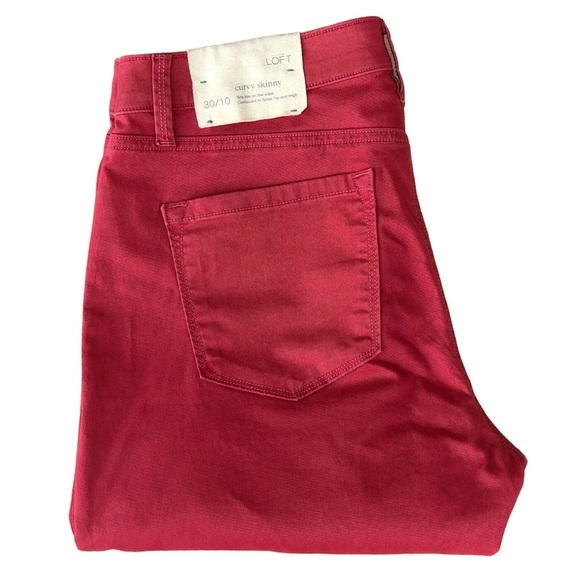 Ann Taylor Loft CA57421 Stretchy Curvy Skinny Mid Rise Coral Red Jeans 30/10 - Picture 2 of 11